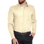 Turtle Men Cotton Blended Light Yellow Self Design Regular Fit Shirts