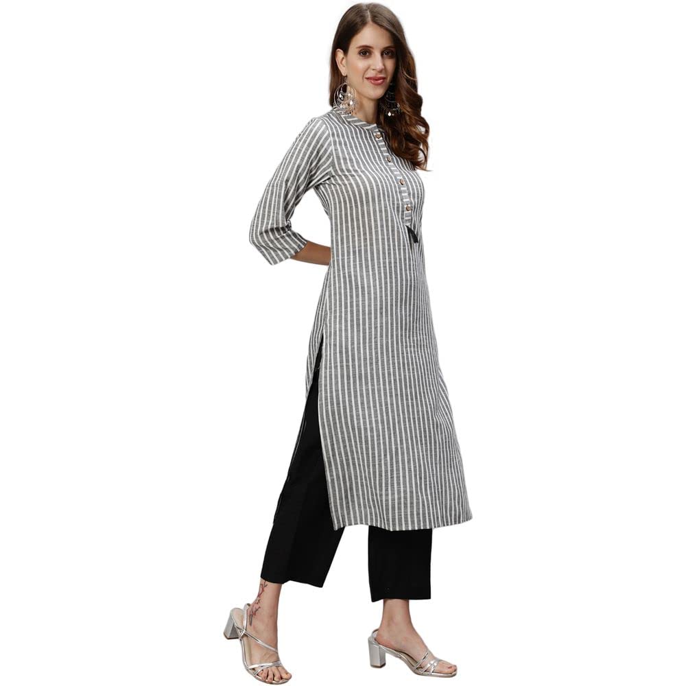 anubhutee Women's Navy Blue White Floral Printed Kurta Suit Set with Pants and Dupatta