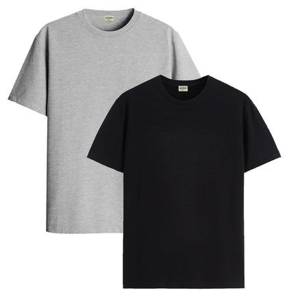 ADRO Mens T Shirts | Solid Tshirts for Men | Pure Cotton Lycra Fabric | 4 Way Stretch Smart tech Tshirt | Pack of 2 Round Neck T