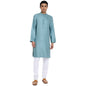 Fabindia Men Viscose Silk Long Kurta Slim Fit Teal_M