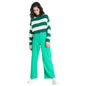 Bewakoof Womens Striped Green High Neck Full Sleeve Sweater