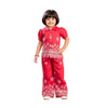 Aarika Girls Casual Wear Red Colour Thread Embroidery Cotton Co-Ord Set-(3-9 Years)-(Oct_Dr-42509-Rani-28)