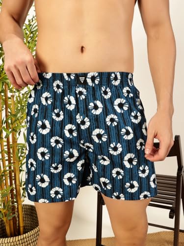 Thomas Scott Mens 100% Cotton Printed Boxer Shorts | Regular Fit | Soft & Breathable Innerwear | Pack of 2 | TSBPO2010_Multicol