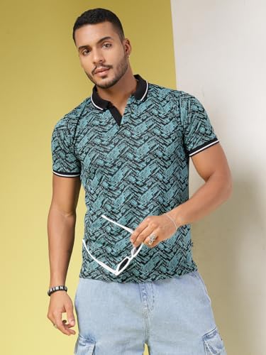 Rigo Half Sleeve Polo Neck T-Shirt for Men | Regular Fit, Solid Casual T-Shirts | Collar T-Shirts for Men Teal