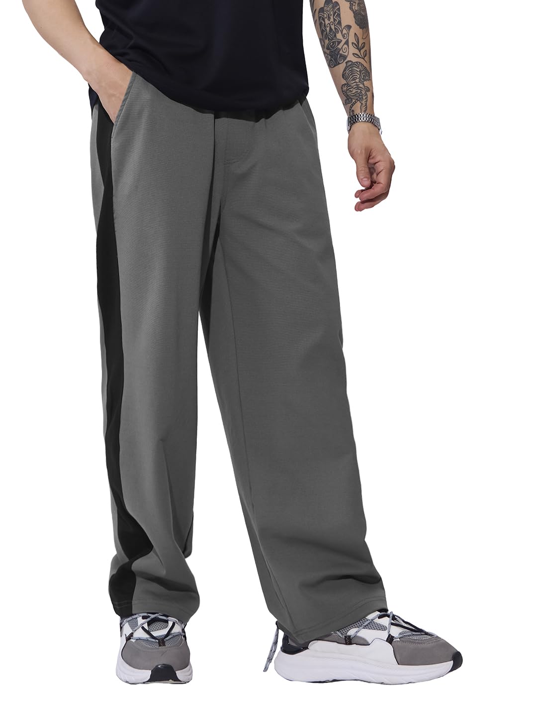 The Souled Store Carbon Men and Boys Cotton Blend Loose Fit Korean Joggers