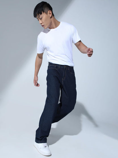 Hubberholme Men Blue Cotton Relaxed Fit Mid-Rise Jeans
