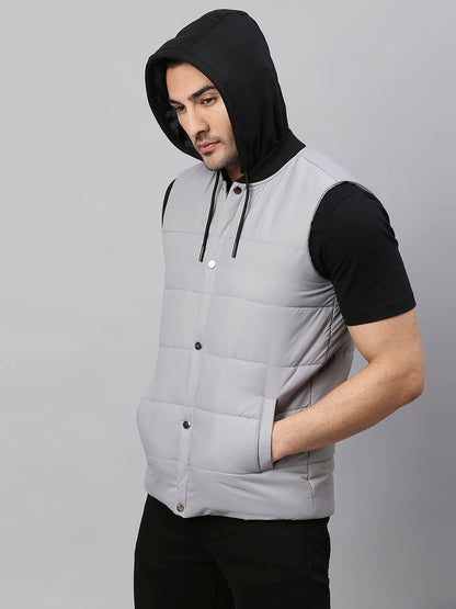 Dennis Lingo Color Block Polyester Regular Fit Full Sleeves MenS Hooded Puffer Jacket With 2 Pockets - Lightweight Casual Winte