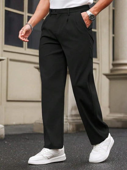 SMOWKLY Mens Poly-Lycra Premium Stretch Waist Dress Pants || Wrinkle Free, 4 Pockets, Tailored Straight Leg || Golfers Style C