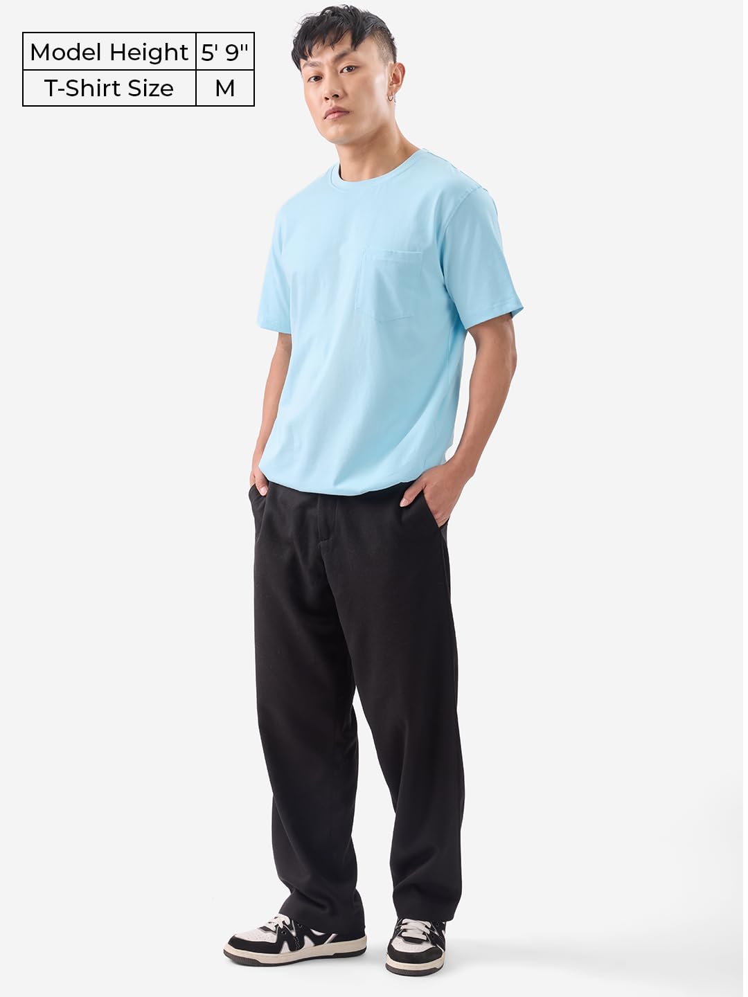 The Souled Store Solids: Frost Blue Men and Boys Short Sleeve Round Neck Regular Fit Polyester T-Shirts