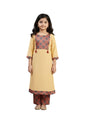 Aarika Girls Ethnic Wear Fawn Colour Damask Print Rayon Kurti-(8-15 Years)-(OCT_KURTI-TR-K-865-FAWN-38)