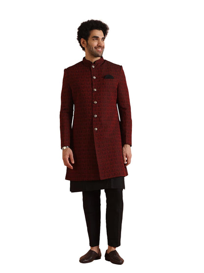 Kisah Sherwani Set For Men  Silk Blend Jacquard Indo Western Sherwani With Kurta And Trouser | Designer Ethnic Outfit For Weddin