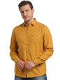 Turtle Men Cotton Lyocell Mustard Printed Slim Fit Full Sleeve Casual Shirt