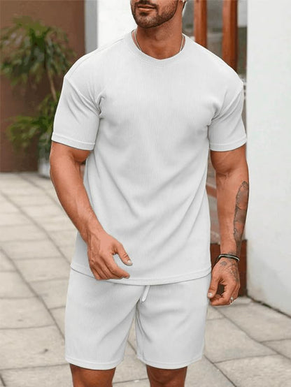 SHIENZY Mens Cotton Blend Casual Solid Printed Night Suit Co-Ord Set || T-Shirt and Shorts Nightwear Set || Sleepwear/Loungewea