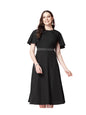Selvia WomenS Western Dress | Stone Work Flutter Sleeve Crepe Western Dress For Women | Round Neck A-Line Dress For Women | One