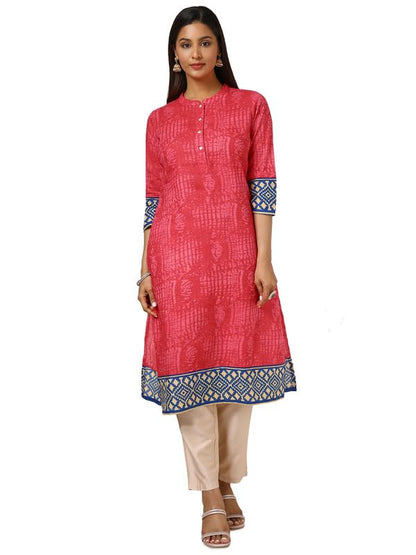 Soch Womens Fuchsia Cotton Blend Abstract Print Kurta