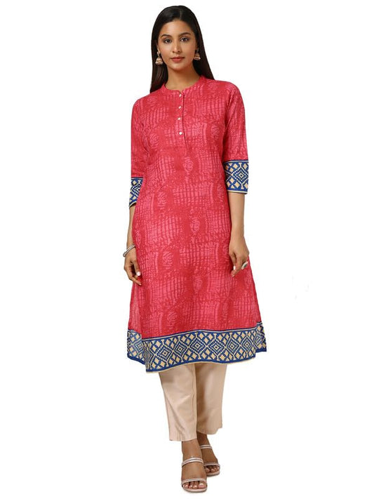Soch Womens Fuchsia Cotton Blend Abstract Print Kurta
