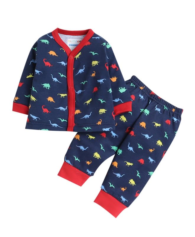 BUMZEE Navy Baby Boys Full Sleeves Jabla & Pyjama Set Age - 9-12 Months (Peb8766E-nbl)