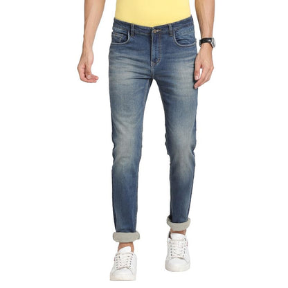 Turtle Men Cotton Stretch Light Blue Plain Narrow Fit Flat Front Casual Jeans