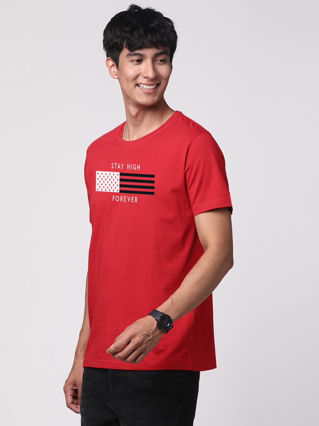 ADRO Mens Flag Printed Cotton T-Shirt_RN24-L2-FLAG-RD