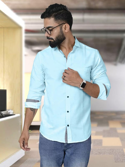 Tee Projekt Shirt for Men Cotton Spread Collar Button Down Long Sleeve Shirt Home, Regular, Home (Pack of 1)