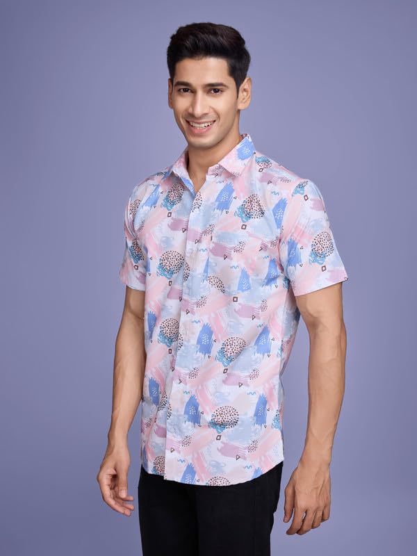 Pinkmint Stylish Shirt for Men ll Printed Half Sleeve Shirts ll Regular Fit Chest Pocket Shirt Multicolour