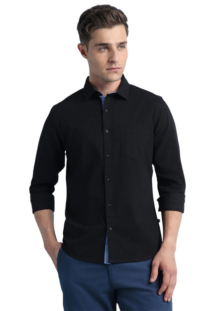 Dennis Lingo Men Solid Spread Collar Full Sleeves Regular Fit Casual Shirt