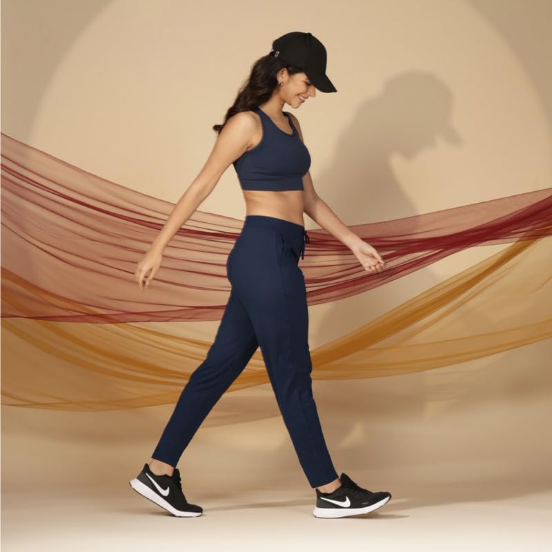 BlissClub Womens The Ultimate Tapered High Rise Pants | Mid Waist | Adjustable Drawstring | Elasticated Waistband | 2 Side Pock