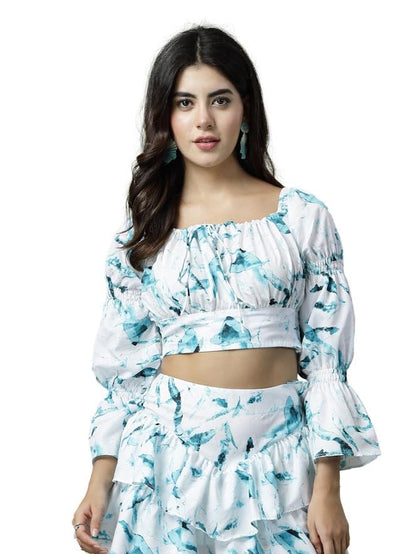 OOMPH! Full Sleeve Crop Top, Blue, mt865