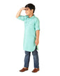 Fabindia Kids Orange Viscose Blend Dobby Regular Fit Boys Pathani
