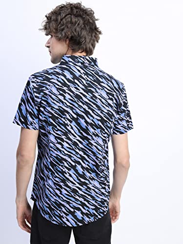 Ketch Slim Fit Printed Blue Shirt