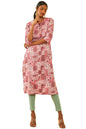 Soch Womens Rayon Abstract Printed Straight Kurta with Tie-Ups