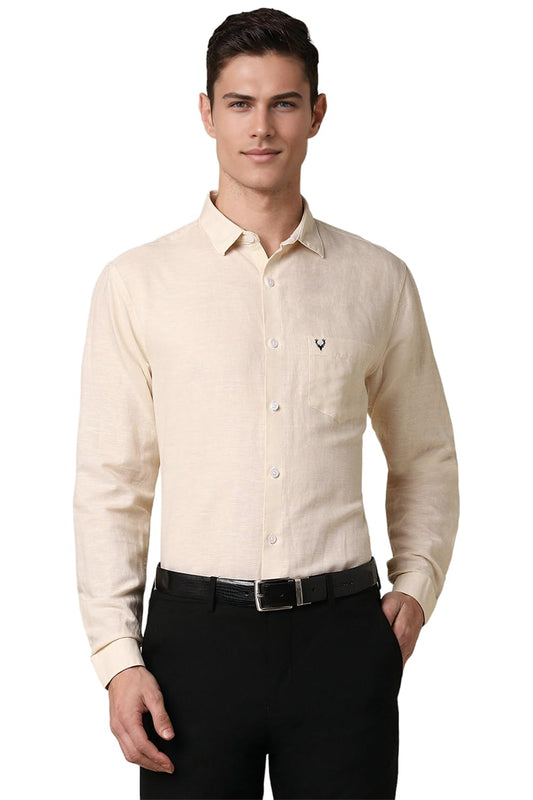 Allen Solly Men Slim Fit Solid Formal Cotton Linen Shirt