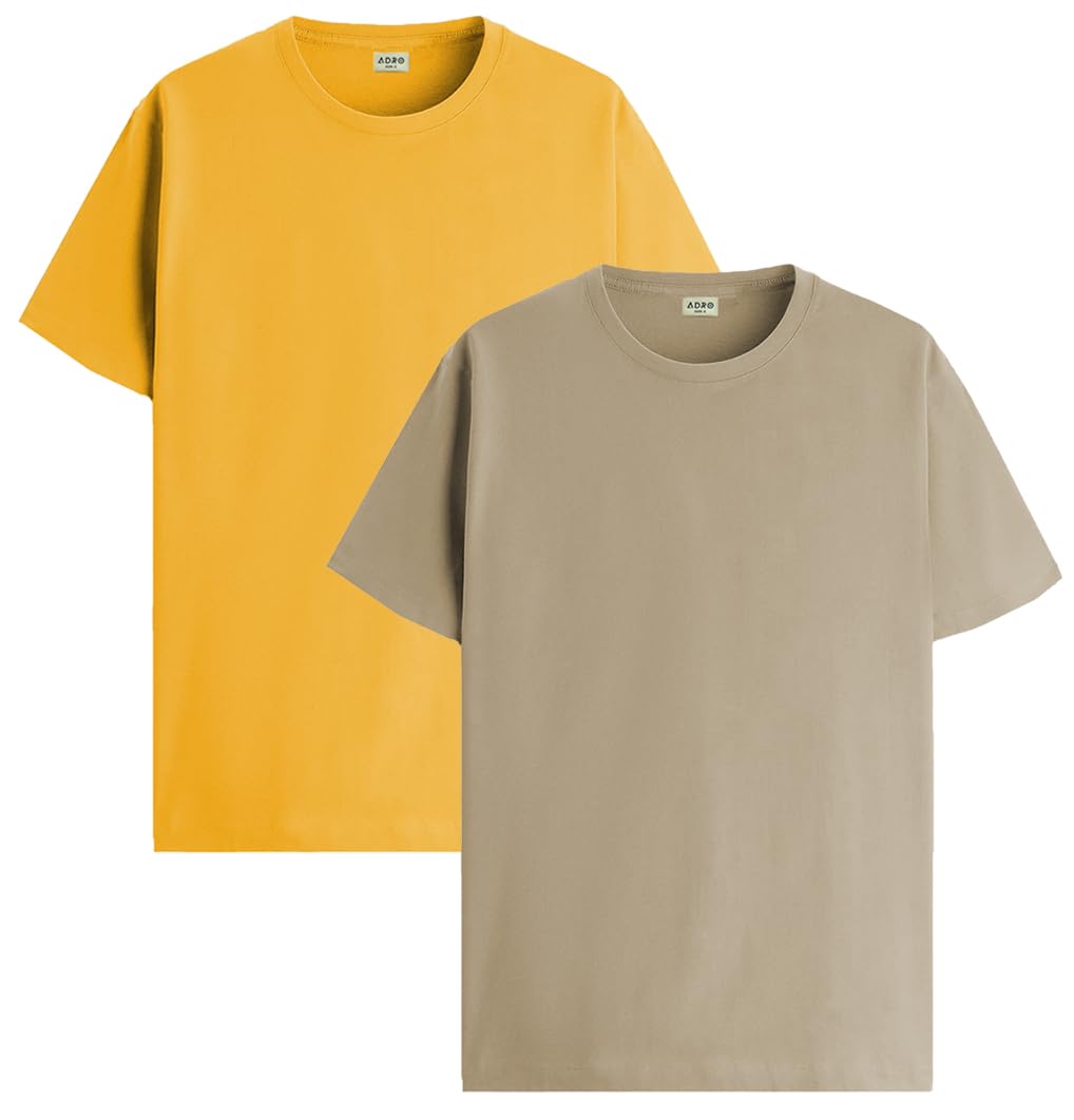 ADRO T Shirts Pack of 2 Mens Tshirts Cotton T Shirts for Men Tshirt T-Shirts Combo T Shirts Tshirts for Men Plain Solid Tshirts