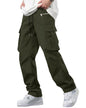 Noble Monk MenS Cargo Pant | Drawstring | Solid Cargo | Multi Pockets Trackpant Dark Olive Green