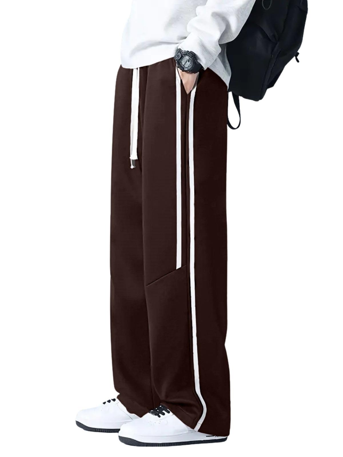 Greciilooks Men High Rise Casual Trousers Pants | Regular Trouser Loose Fit | Sports Stylish Treck Pant | Sweatpants | (Sports |