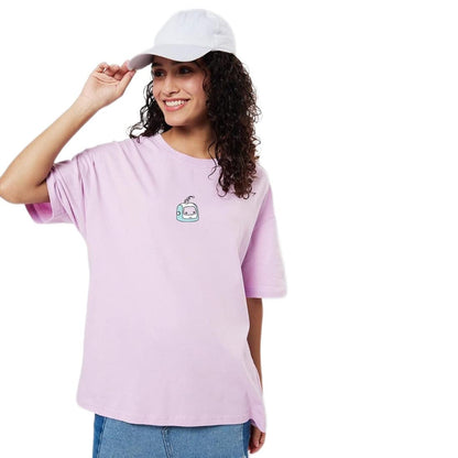 Bewakoof Womens Power Up Graphic Print Purple Round Neck T-Shirt