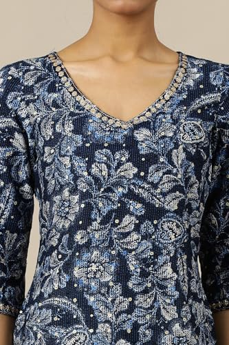 Aurelia WomenS Floral Printed Straight Kurta | V-Neck Kurta For Women | Printed Kurta For Women | Beautiful Regular Fit Kurta Fo