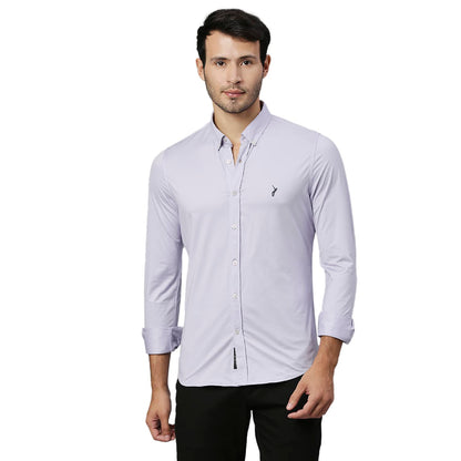 Thomas Scott Mens Solid Slim Fit Casual Shirt with Button Down and Full Sleeve Purple