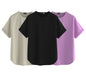 Juneberry Pure 100% Cotton Oversized Loose Baggy Fit Round Neck With Drop Shoulder Black & Swanwhite & Lilac Half Sleeves Boyfri