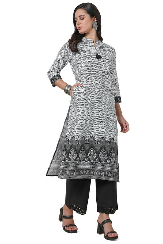 Soch Womens Off White Bandhani Print Kurta With Mandarin Collar