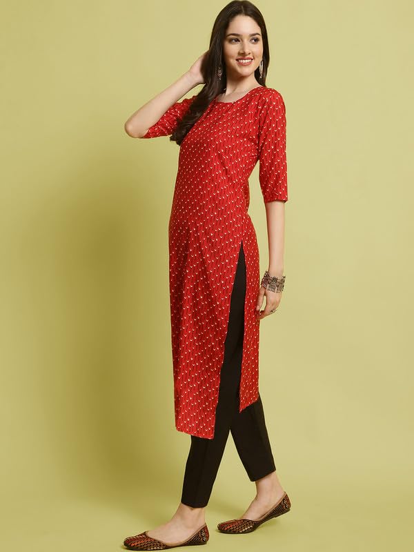 Pinkmint Elegant Printed Crepe Kurta And Pant Set For WomenS Ll Fashionable Kurti Combo Set Ll Stright Round Neck Kurti (Pack O