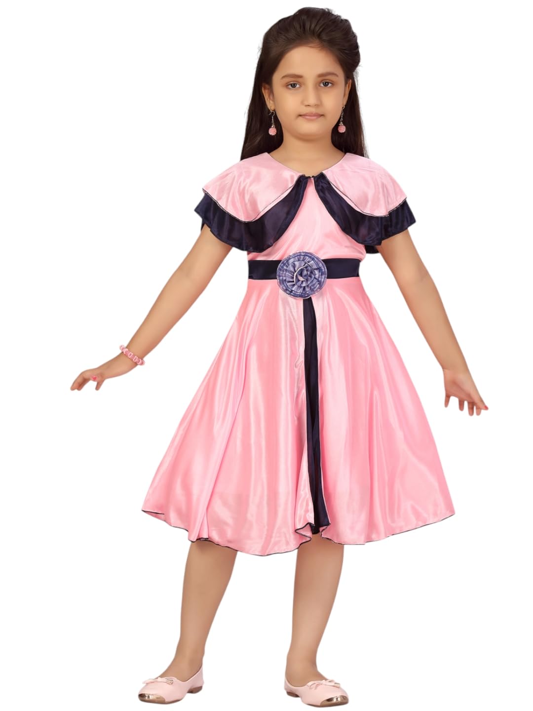 Aarika Baby-Girl's Silk Fit and Flare Knee Length Dress (JLY_FK_21304_Pink