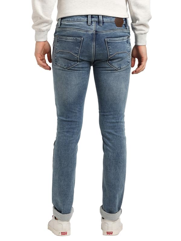 Turtle Men Cotton Stretch Solid Narrow Fit Light Blue Jeans