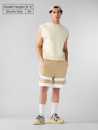 The Souled Store Beige Factor Men and Boys Drawstringed Solid Regular Fit Knee Length Cotton Bermuda Shorts