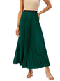 Kzully | Women Accordian Pleat Maxi Flared Skirt Green
