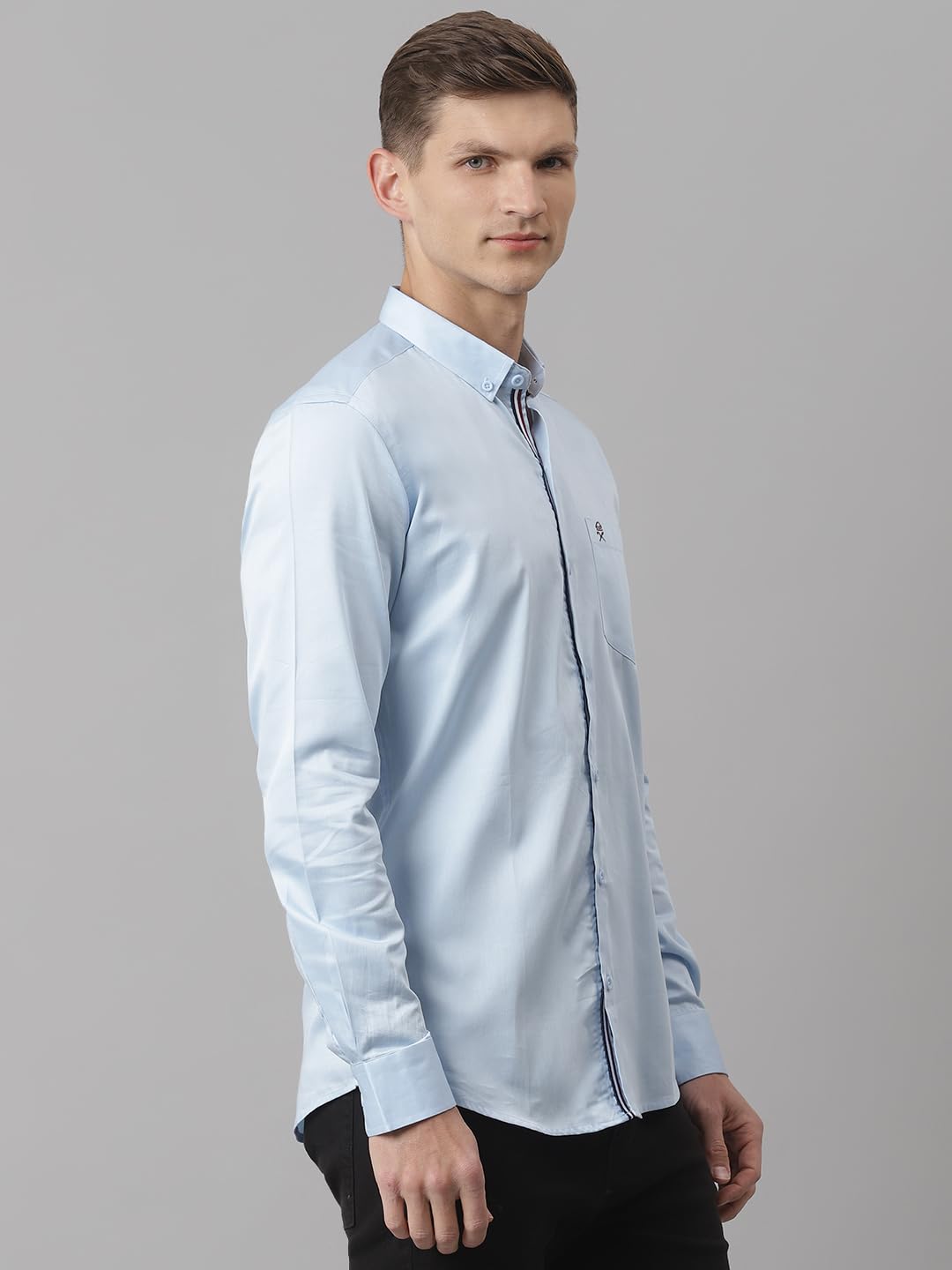 Thomas Scott Button Down Collar Regular Fit 100% Cotton Casual Shirts for Mens Sky Blue