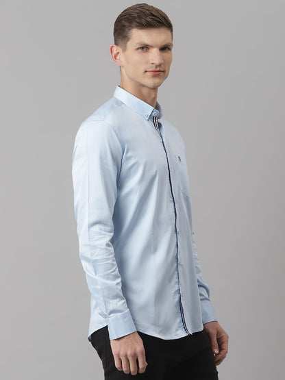 Thomas Scott Button Down Collar Regular Fit 100% Cotton Casual Shirts for Mens Sky Blue