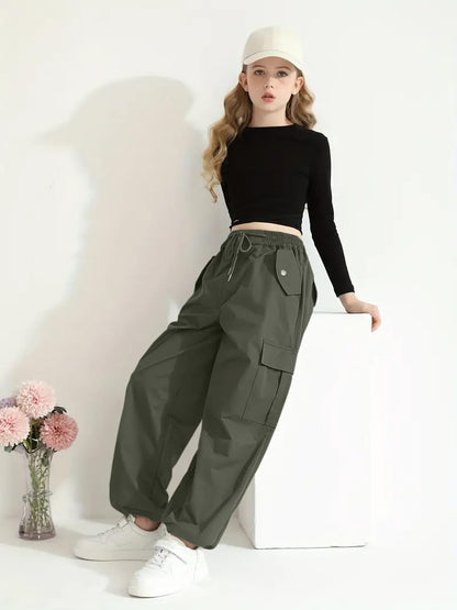 TAGAS Regular Cargo Pant ||Relaxed Trouser Joggers for Girls || (GC-45_Olive