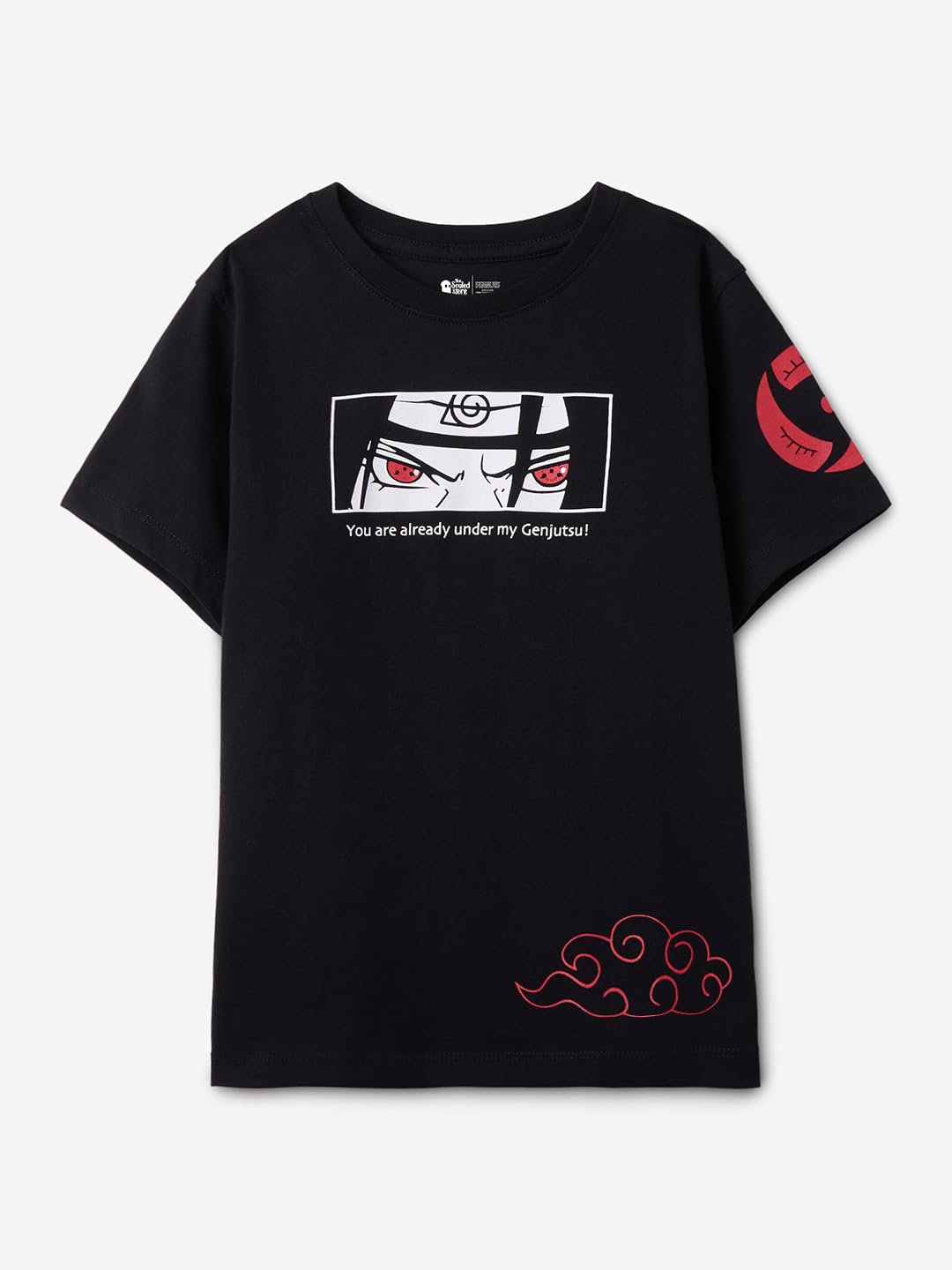 The Souled Store Naruto: Itachi Boys Short Sleeves Round Neck Black Graphic Printed Regular Fit Cotton T-Shirts (2-8 Yrs)