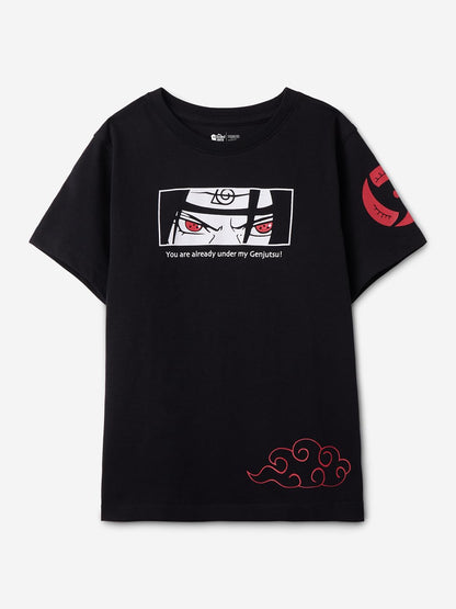 The Souled Store Naruto: Itachi Boys Short Sleeves Round Neck Black Graphic Printed Regular Fit Cotton T-Shirts (2-8 Yrs)